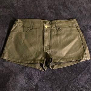 F21 faux leather shorts